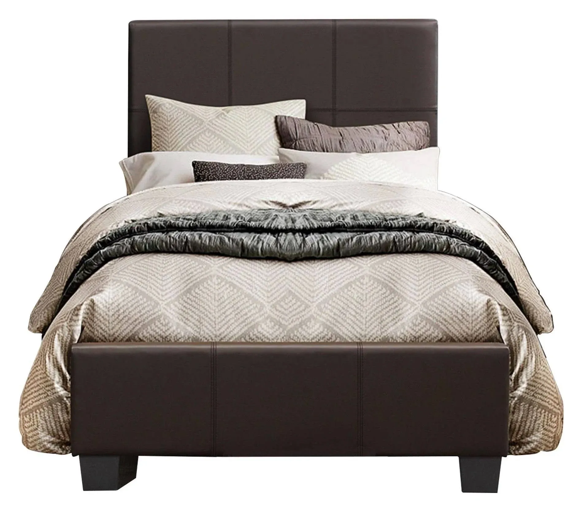 Homelegance Lorenzi Dark Brown Twin Upholstered Platform Bed