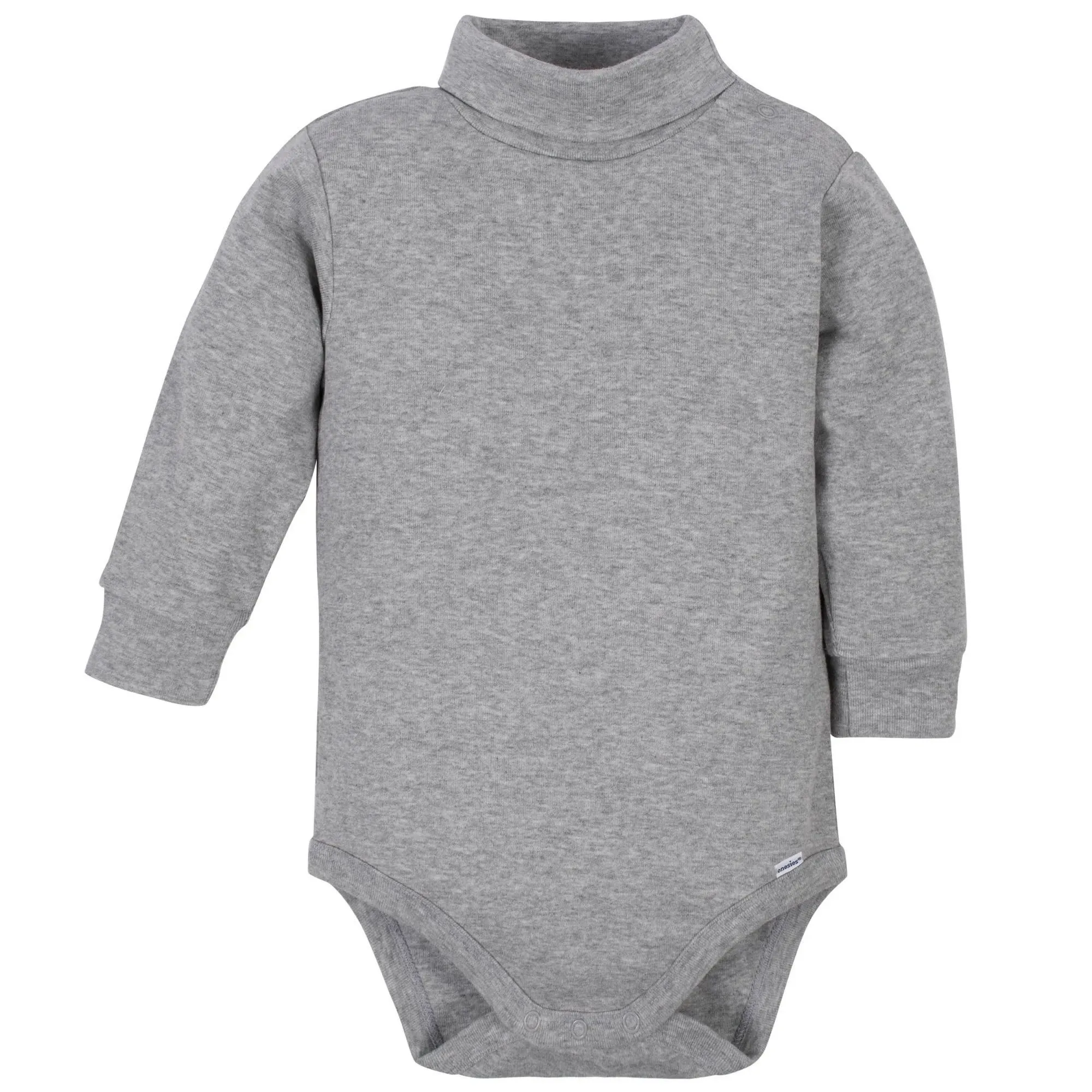 Gerber 2-Pack Baby Neutral Grey Heather Long Sleeve Turtleneck Onesies Bodysuits - 3T