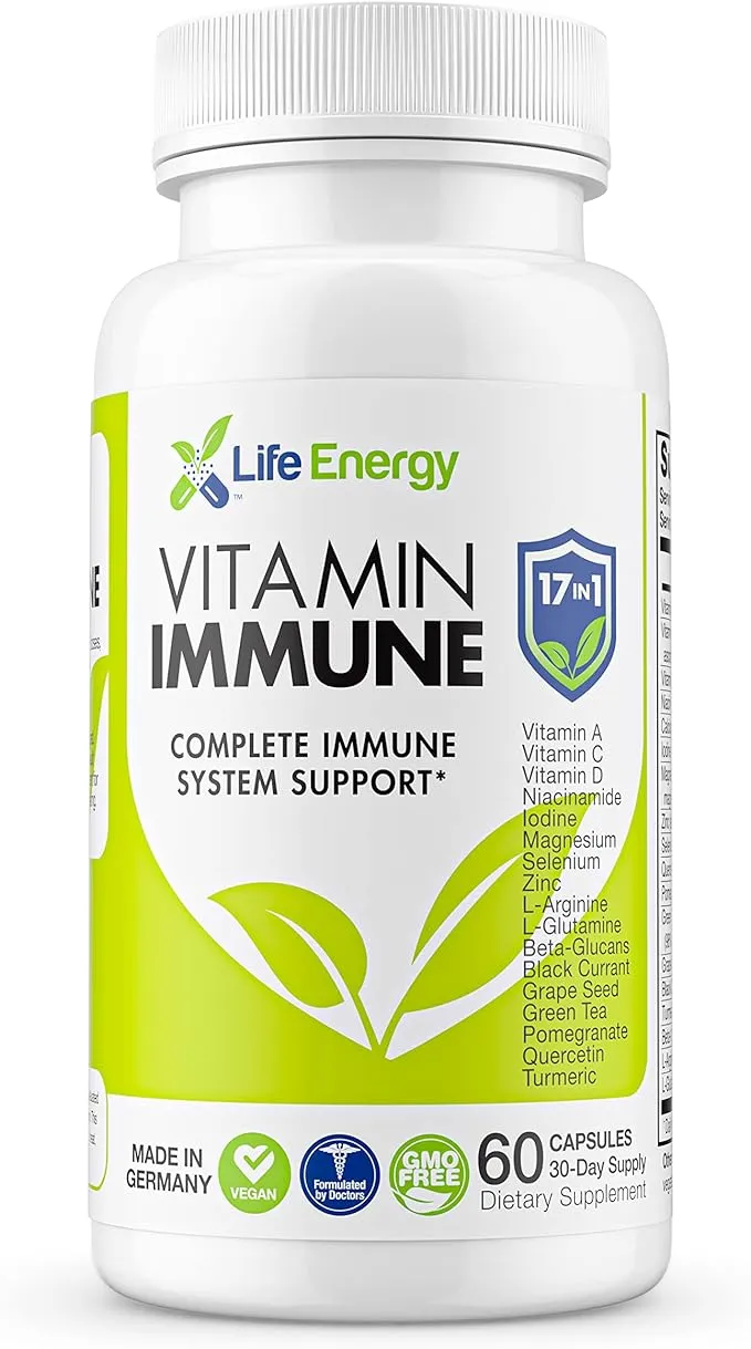 17 in 1 Complete Immune Support Supplement | Immune Boost with Vitamin C, Vitamin D, Vitamin A, Zinc, Quercetin, Turmeric, Green Tea, Selenium | Daily Immunity Support Supplement for Adults - 60 Count