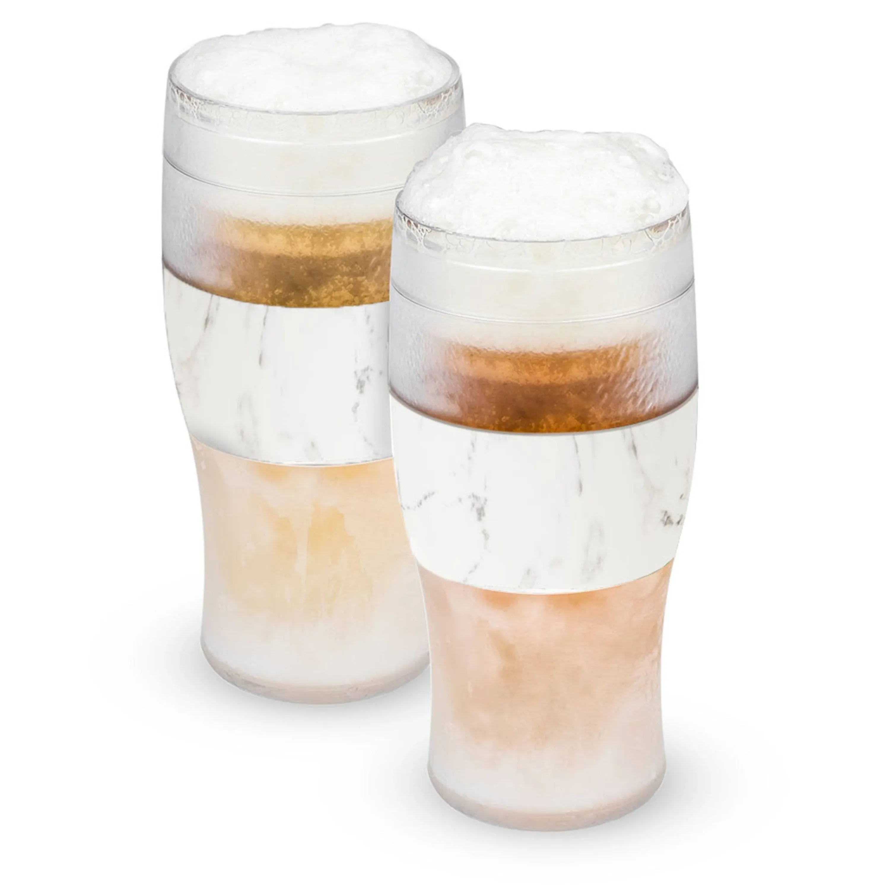 Host Freeze Beer Glasses - Double Walled Insulated Plastic Pint Glasses  Marble