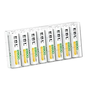 EBL 8 Pack 2800mAh AA Rechargeable Batteries High Capacity 1200 Cycle Ni-MH