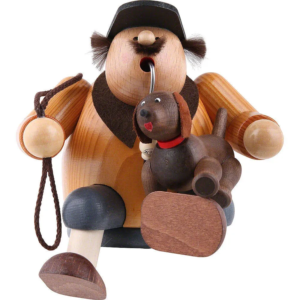 KWO Sitting Dog Lover German Wood Christmas Incense Smoker 6.3 inch