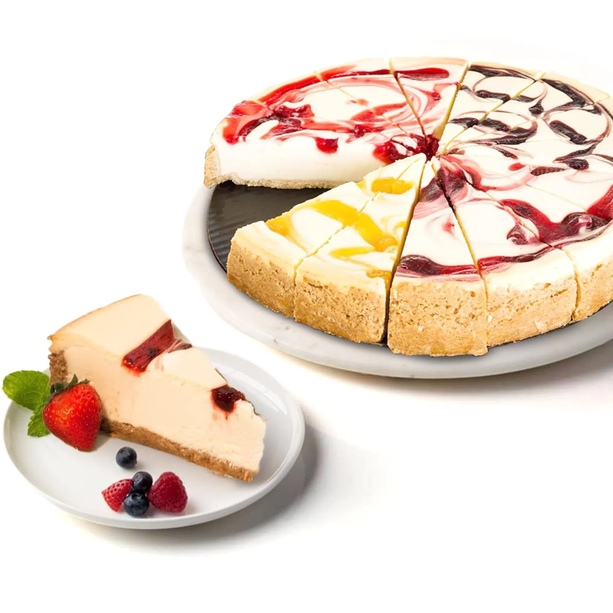 Fruit Cheesecake Sampler 10 - Pre-Sliced 16 PCS. Cheesecake with 4 Types of ...