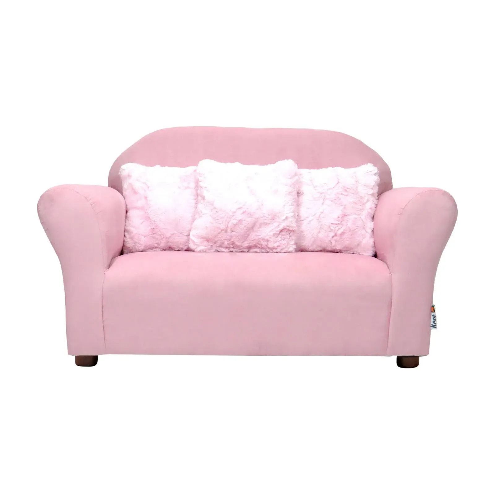 Keet Plush Childrens Sofa with Accent Pillows, Pink