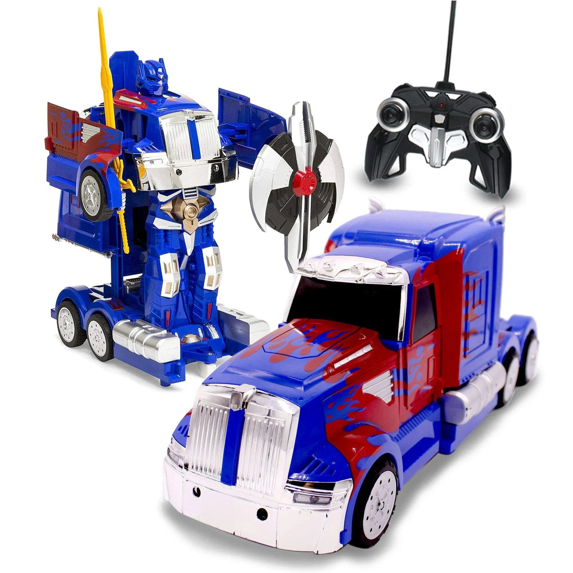 Family Smiles Kids Remote Control Toy Truck Transforming Robot RC Toys Boys Age 8-12 Extra Battery