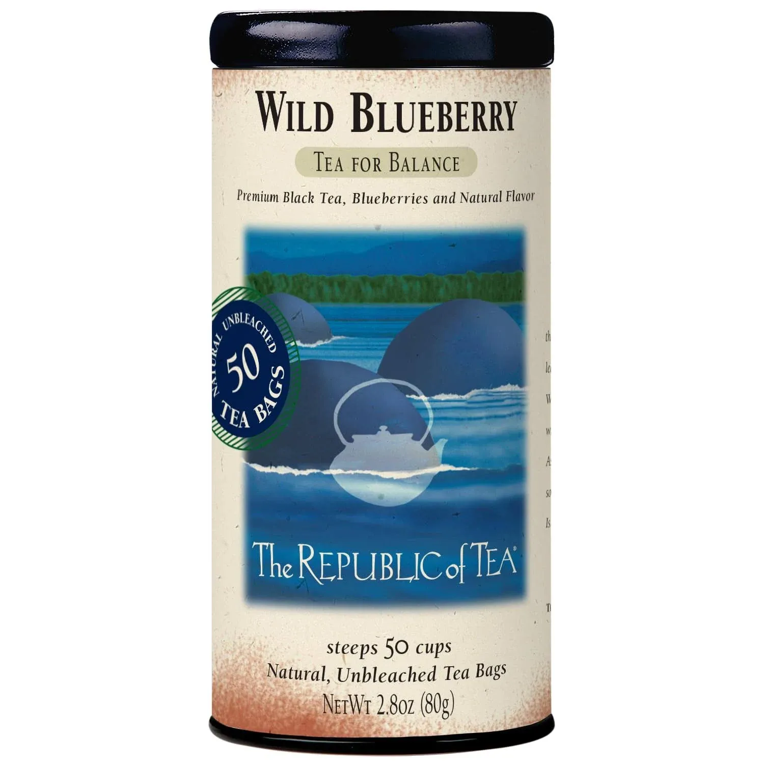 The Republic of Tea Wild Blueberry Black Tea 50 Bags