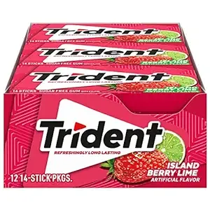 Trident Island Berry Lime Sugar Free Gum, 12 Packs of 14 Pieces (168 Total Pieces)