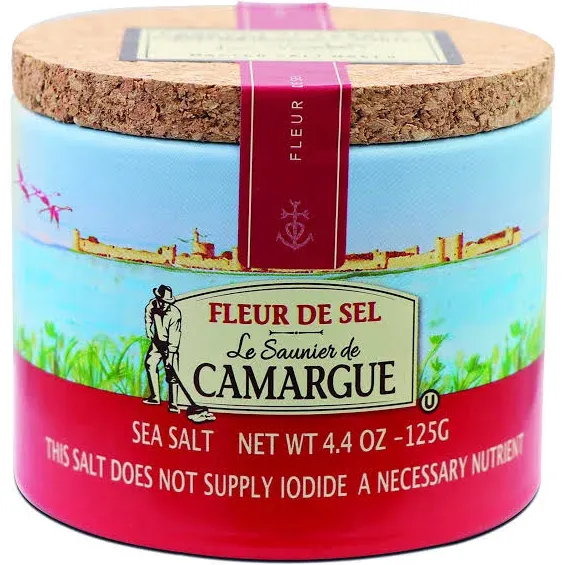 Le Saunier De Camargue Fleur De Sel Sea Salt, 4.4 Ounce Canisters (4 PACK) 