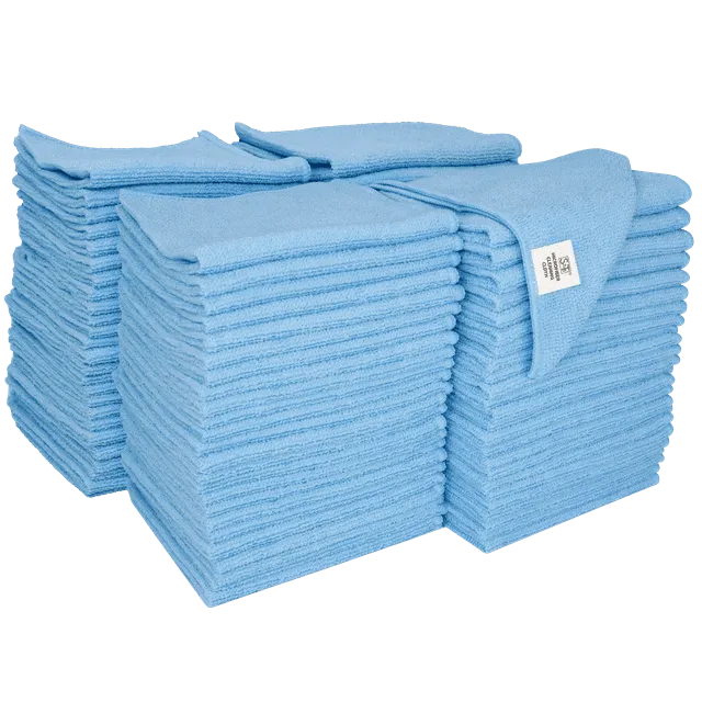 S&T Inc. Microfiber Cleaning Cloth for Home, Bulk Cleaning Towels for Housekeeping, Reusable and Lint Free Cloth Towels for Car, Light Blue, 11.5 Inc