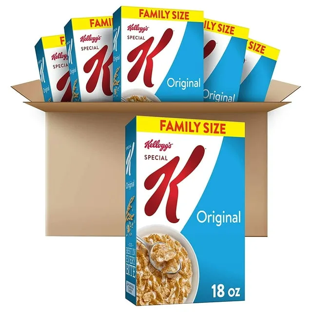 Special K Cold Breakfast Cereal, 11 Vitamins and Minerals, 13g Protein, Family Size, Original, 18Oz Box (1 Box)