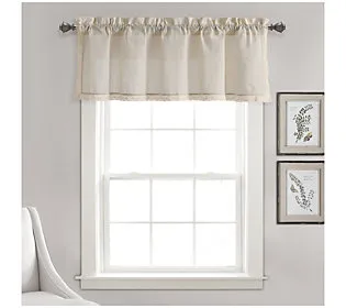 Lush Decor Rosalie Valance - Single Panel- Vintage Farmhouse Style - Elegant French Country Window Decor - Romantic Lace Trim - 54" W x 18" L, Ivory