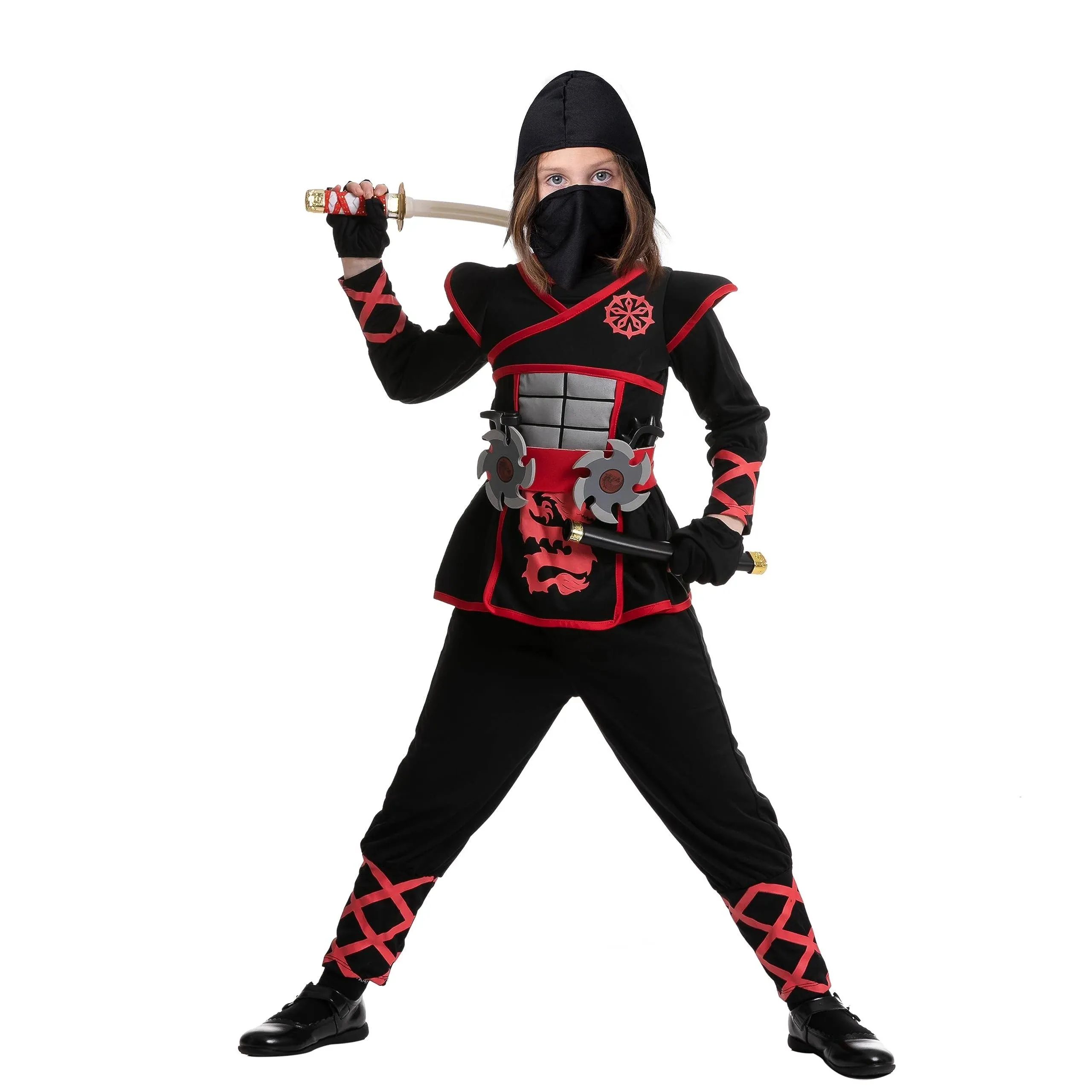 Spooktacular Creations Girls Halloween Ninja Costume, Toddlers ninja dressing up with Accessories, Ninja Outfit Set for Kids