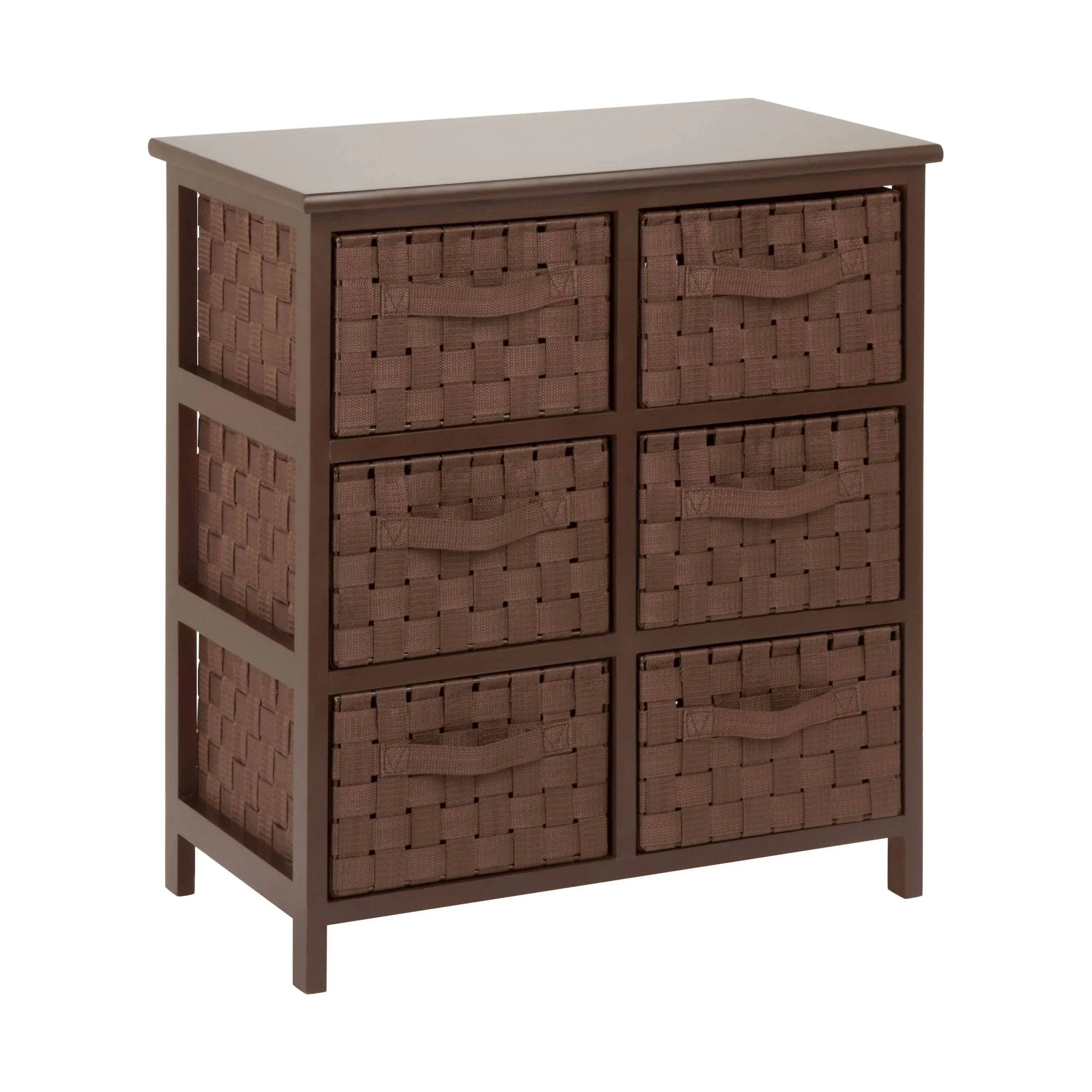 Honey Can Do TBL-03758 6-Drawer Woven Strap Chest, Java Brown