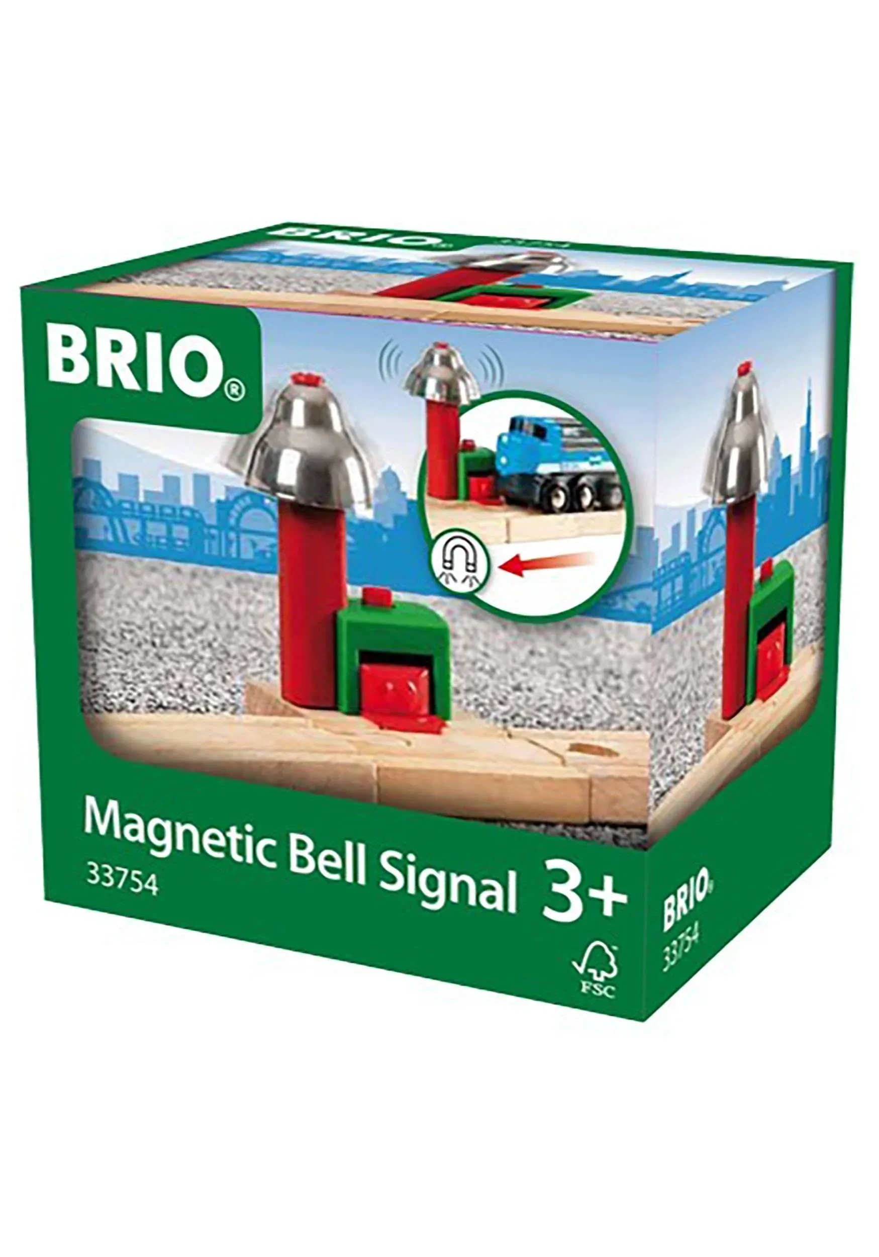 Brio Magnetic Bell Signal, Green - Accessory for Toy Train Sets, Ages 3 and Up