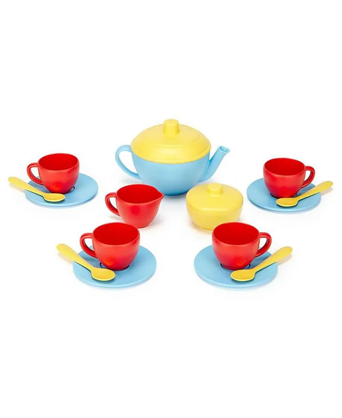 Green Toys Tea Set - BPA / Phthalates Free Play Toys for Gross Motor, Fine Skills Development. Kitchen Toys