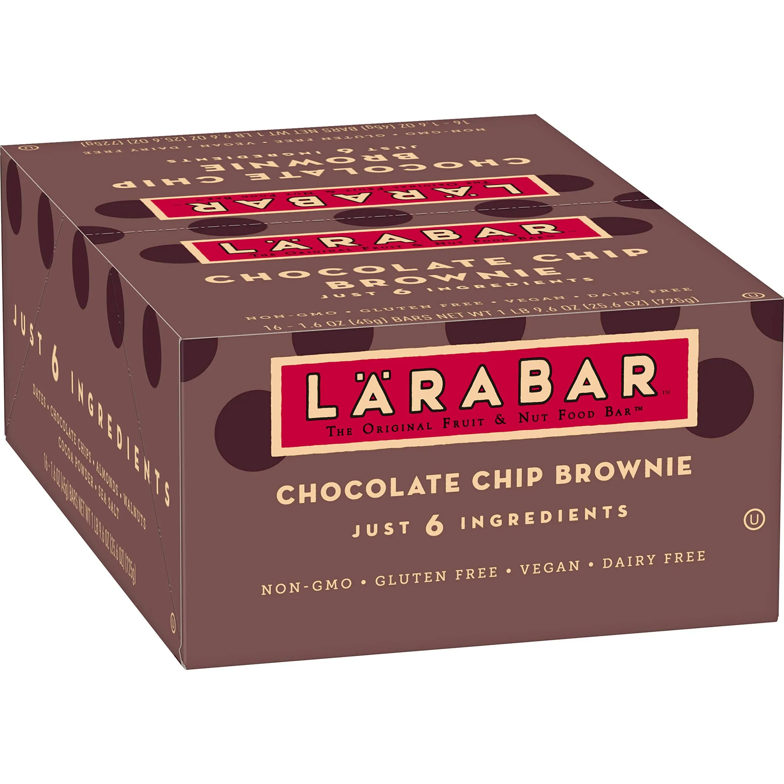 Larabar Gluten Free Fruit & Nut Bar Chocolate Chip Brownie 16 Bars