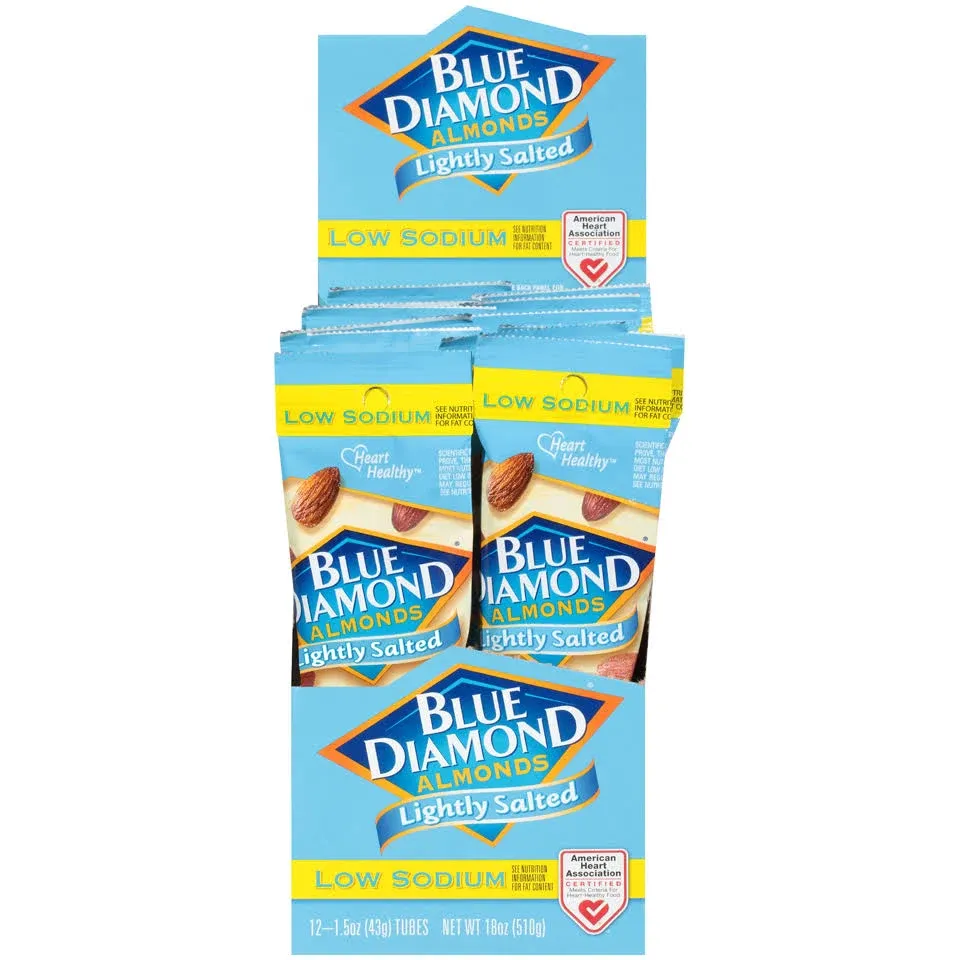 Blue Diamond Low Sodium Lightly Salted Almonds, 1.5 oz, 12 Count