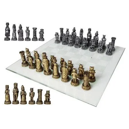 Ebros Age Old Feud Animal Kingdom Cats Versus Dogs Royal Battleground Chess Set Resin Character Pieces with Checker Frosted Glass Board Gaming Set