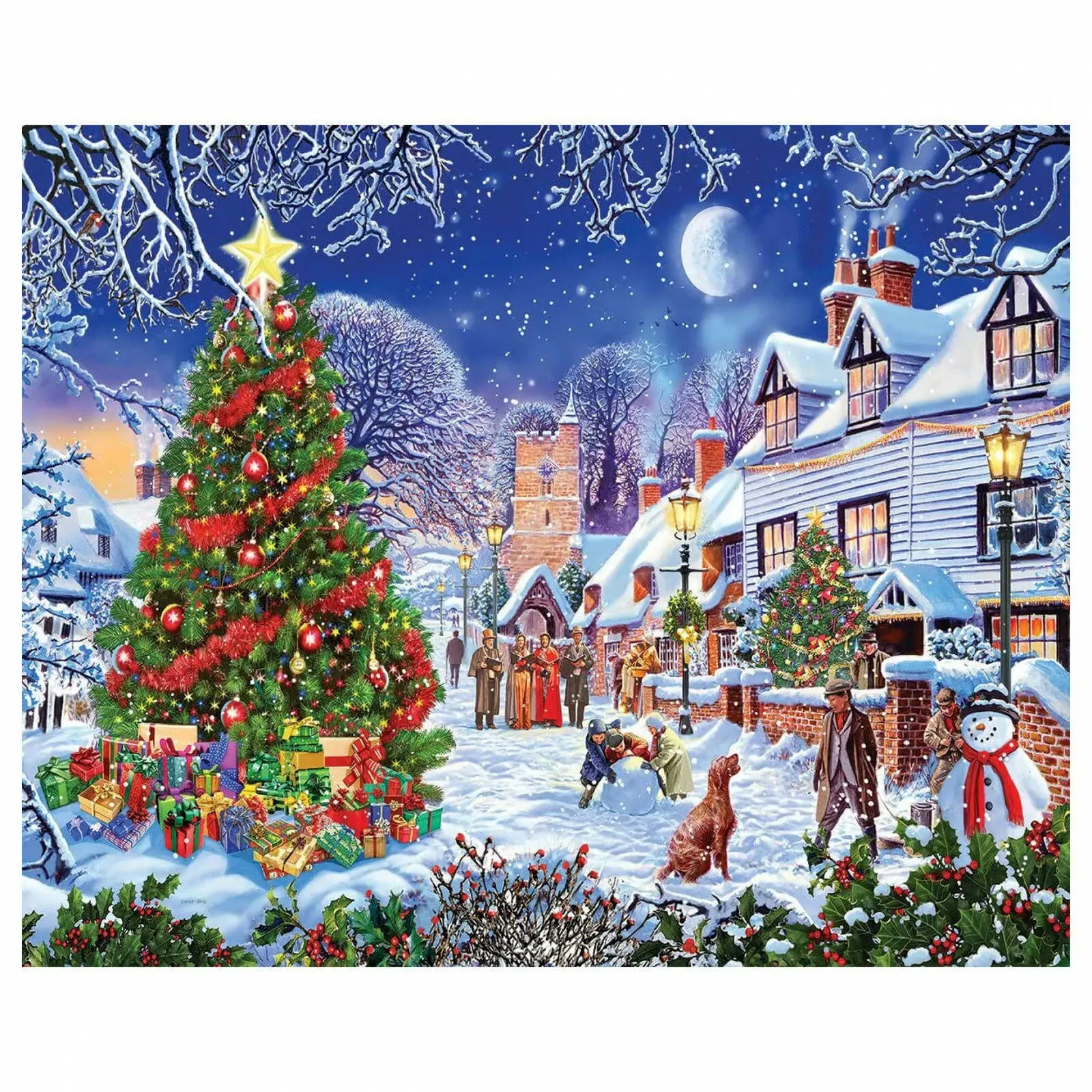 White Mountain 1000 Piece Puzzle Village Christmas Tree Steve Crisp