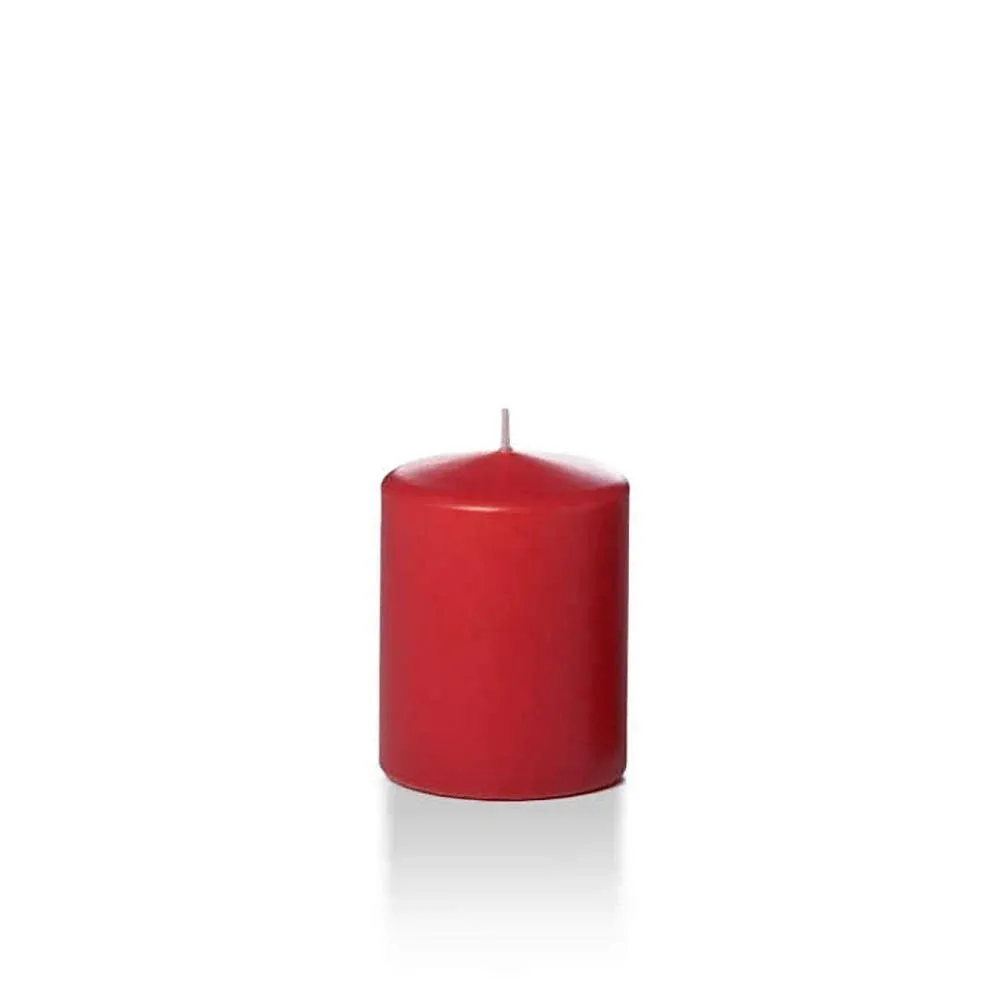 yummi 2.25" x 3" Ruby Red Slim Round Pillar Candles - 4 per Pack