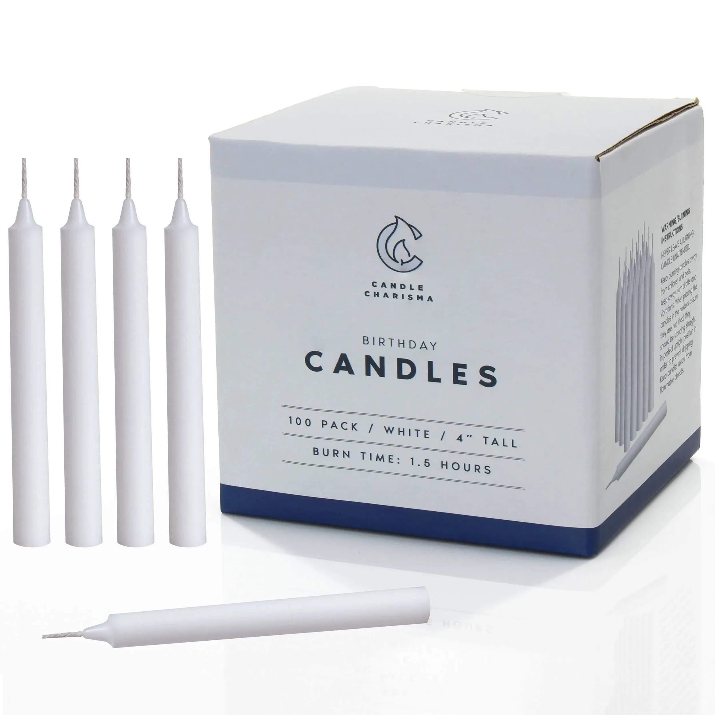 100 White Chime Candles for Spells - Unscented, Smokeless &amp; Dripless Taper Candl