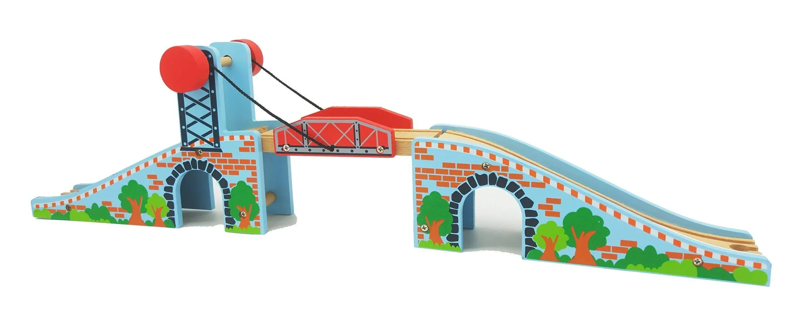 May & Z Wooden Train Tracks Accessories Wood Train Lifting Bridge for Railroad ...