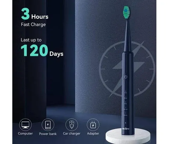 Sejoy Sonic Electric Toothbrush for Adults with w/8 Duponts Brush Heads,Color ...