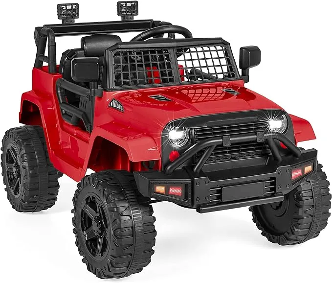 Best Choice Products 12V Kids Ride On Truck Car with Parent Remote Control, Spring Suspension, LED Lights - Red