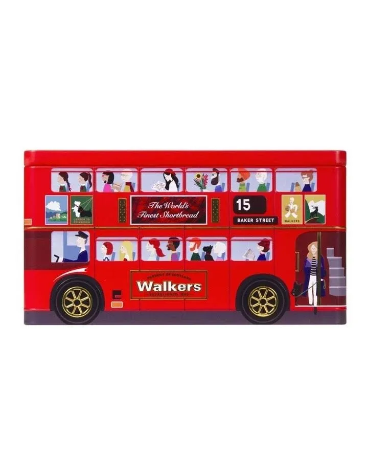 Walkers Pure Butter Scottish Cookie Mini Shortbread Fingers in London Bus Gift Tin 250g - Suitable for Vegetarians and Kosher