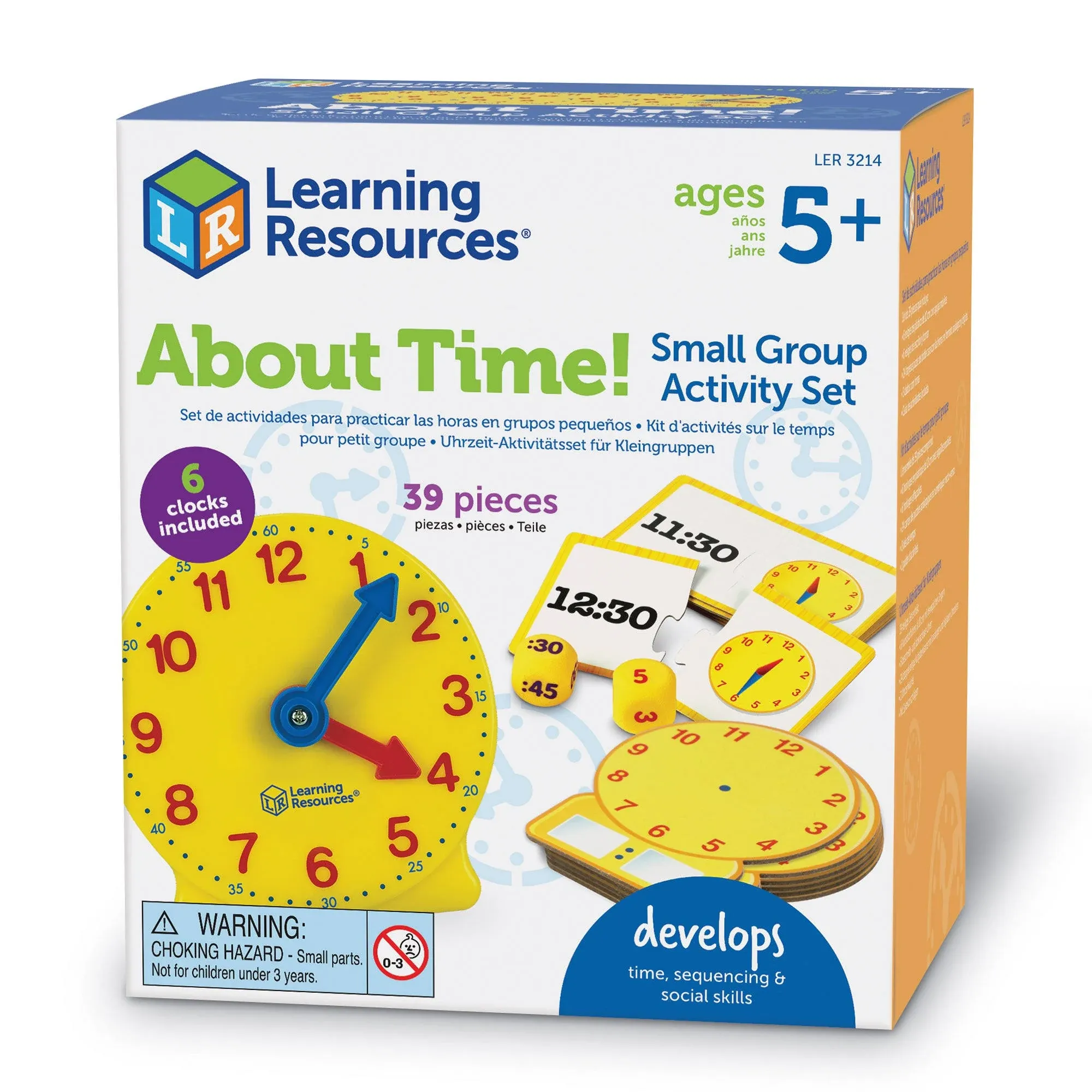 Learning Resources About Time! Clock Group Activity Set Ages 5+ Grades K+ NEW