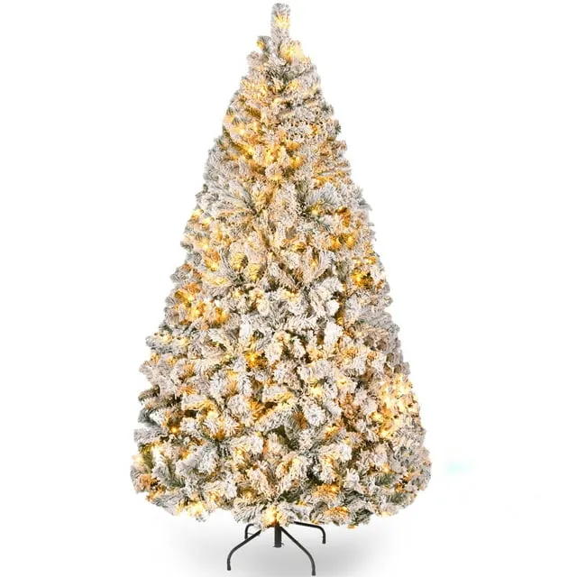 Hongge 6ft Pre-Lit Snow Flocked Christmas Tree