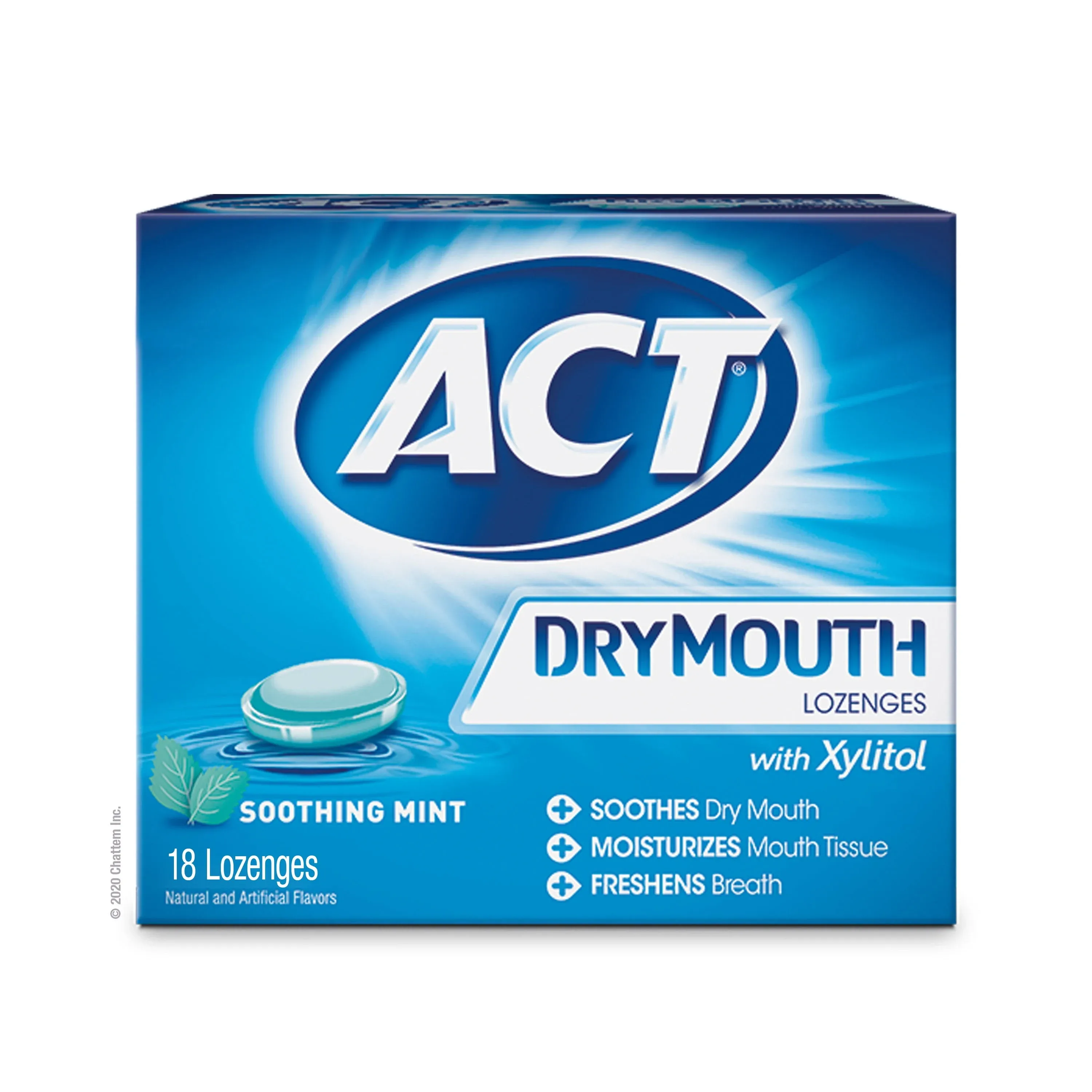 ACT Total Care, Dry Mouth Lozenges, 18 Count (Pack of 6), Soothing Mint Flavored