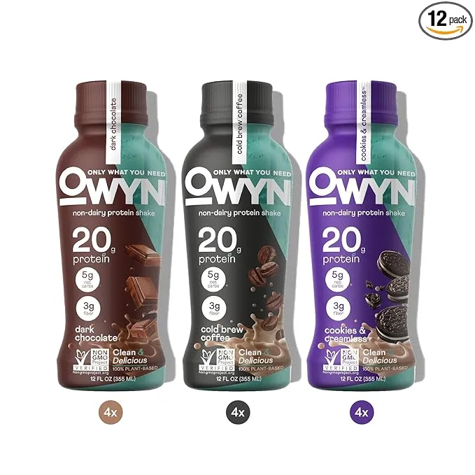 OWYN Only What You Need Plant Based Protein Shake, 20g Vegan Protein from Organic Pumpkin Seed, Flax, Pea Blend, Prebiotic Supplement, Superfood