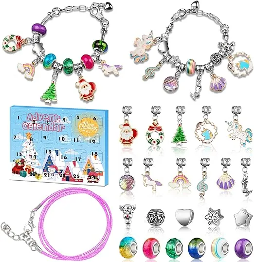 Girls Advent Calendar 2024, Charm Bracelets Making Kit for Kids Christmas Countdown Calendars 24 Days Xmas Jewelry Making Kit for Girls 6-7, Teens Teenagers Girl 8-12 & Women Arts and Crafts Gift Toys