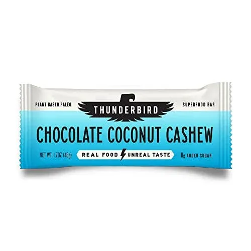 Thunderbird Bars Energy Snack, Gluten-Free Healthy Protein, Real Food, Vegan Paleo, No Added Sugar, Chocolate Coconut Cashew (6 Count, 1.7 oz. Bars)