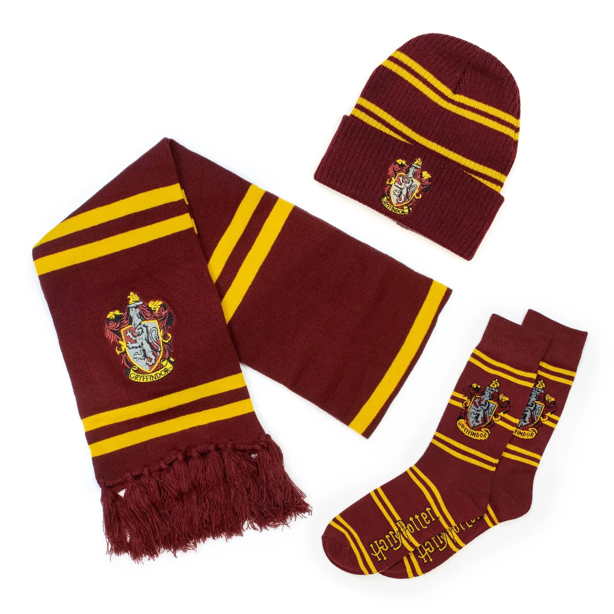 Culture Fly Harry Potter Scarf Beanie Socks Premium Knit 3pc Winter Bundle Gift Set