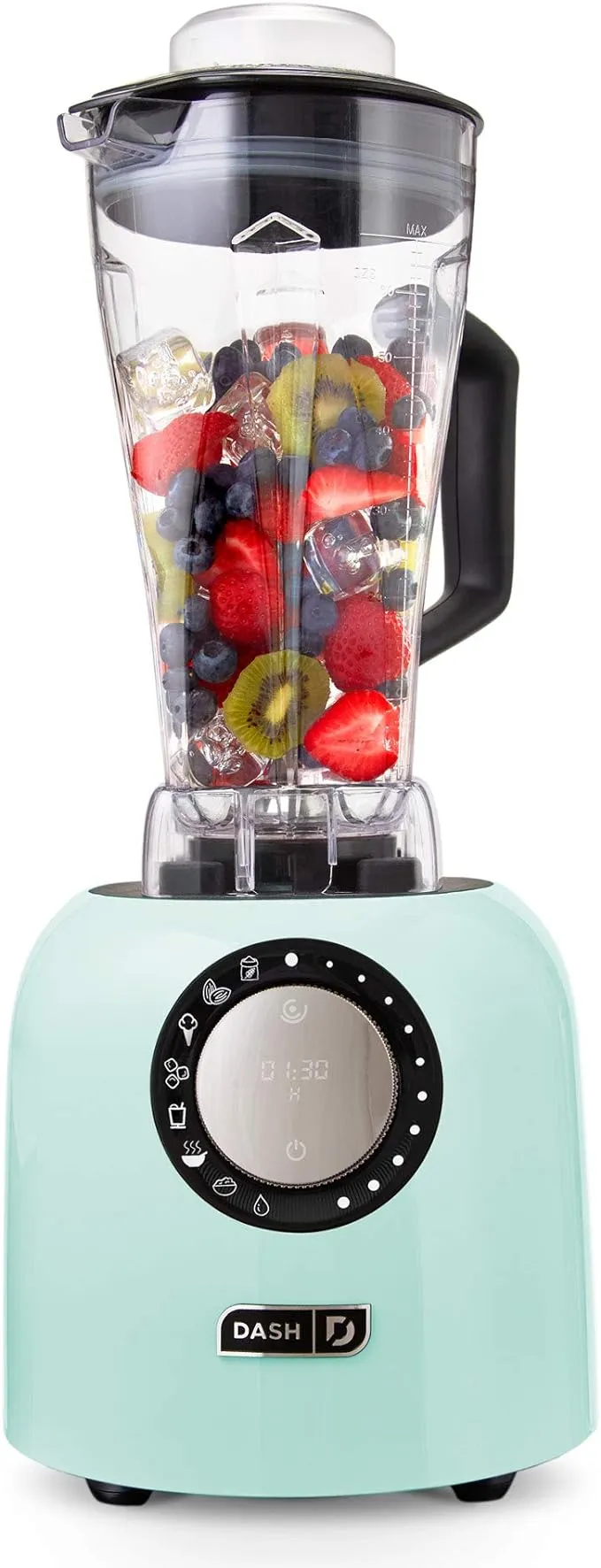 Dash Chef Series Deluxe Digital 64 oz Countertop Blender, with Stainless Steel Blades, Tritan Blending Jug, Tablet Stand & USB Charging Port, for Smoothies, Nut Butters, Purees, Soup and More - Aqua