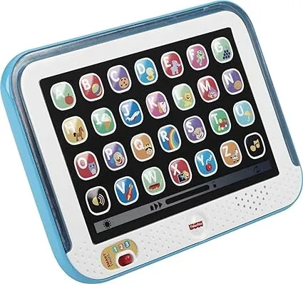 Fisher-Price Toddler Learning Toy Laugh & Learn Smart Stages Tablet with Lights & Music for Early Pretend Play, Blue, for Infants Ages 1+ Years