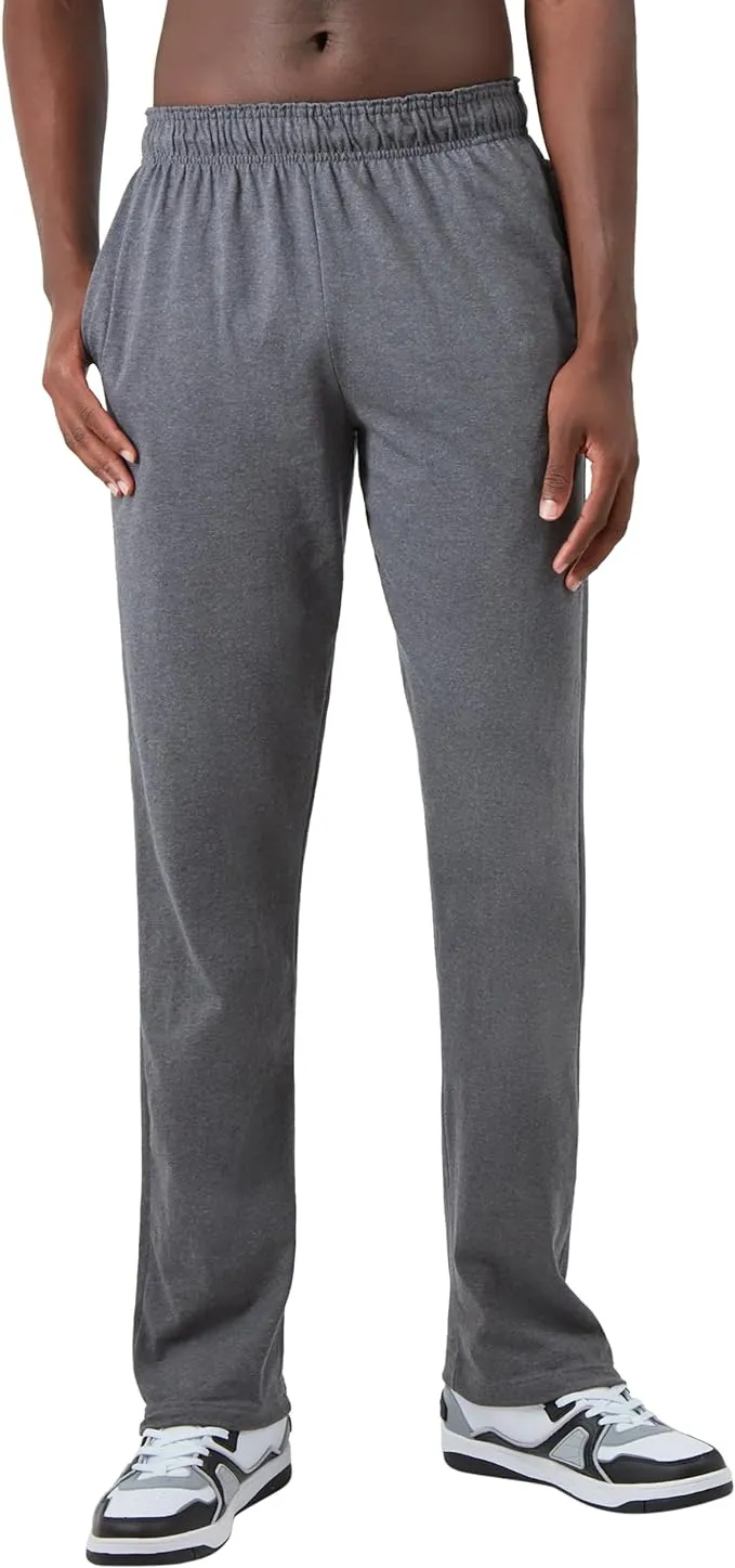 Champion Men's Open Bottom Jersey Pants Granite Heather