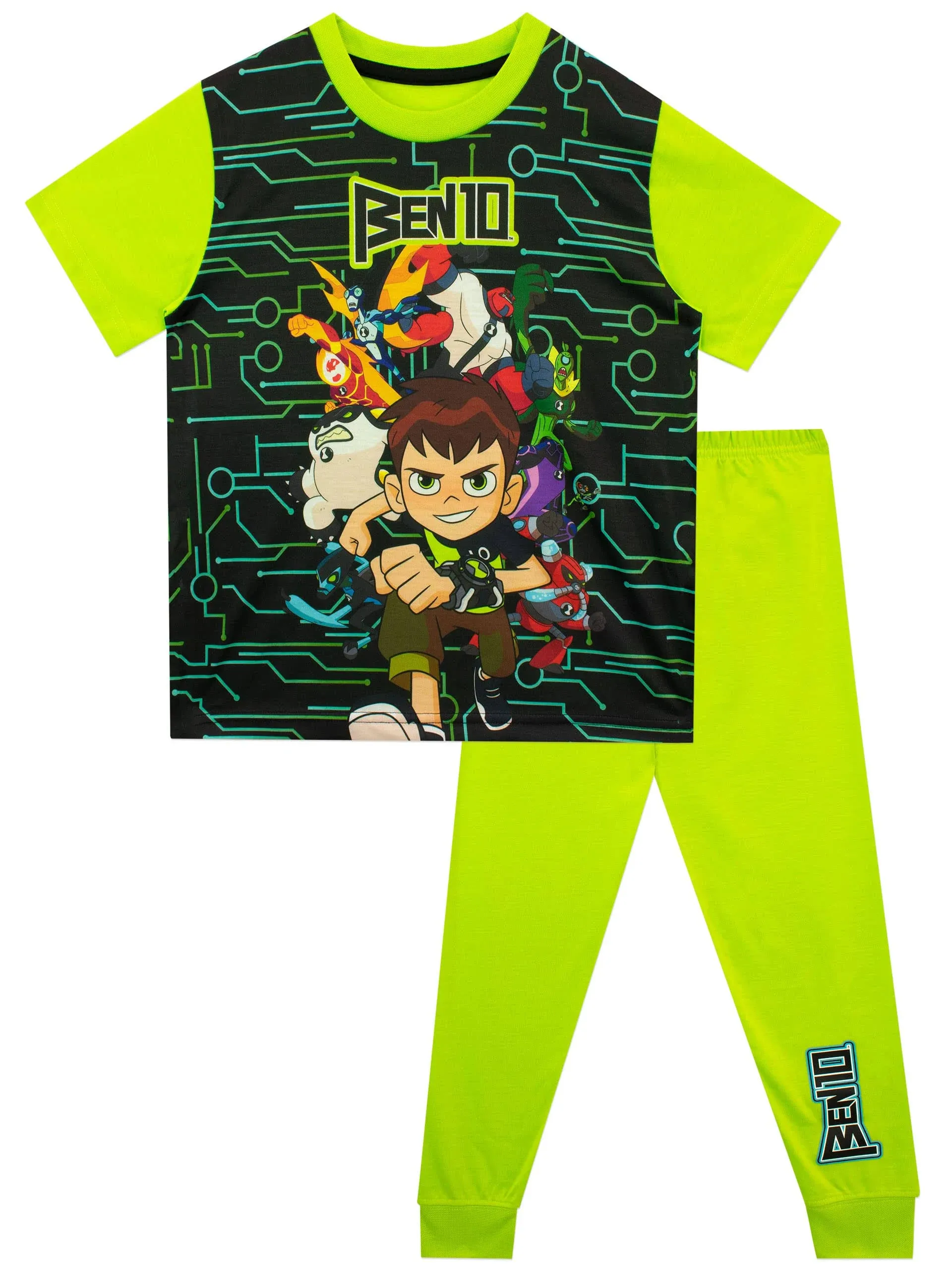 Ben 10 Boys Pajamas Green Sizes 5-12