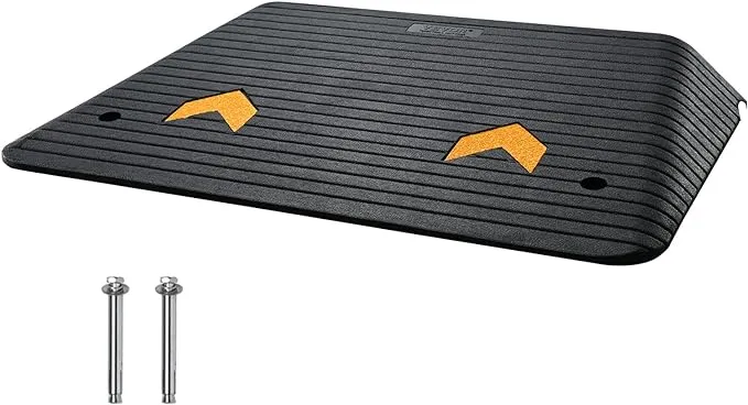 VEVOR Rubber Threshold Ramp 4" Rise Doorway Ramp Recycled Rubber Curb Ramp with Water Channel