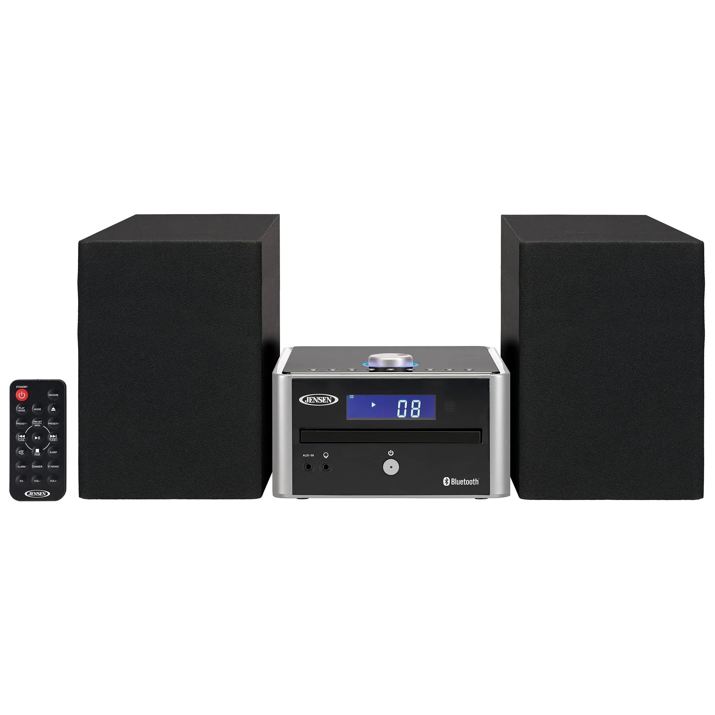 Jensen Modern Jbs-210 Silver Series Bookshelf Bluetooth CD Music System Digital ...