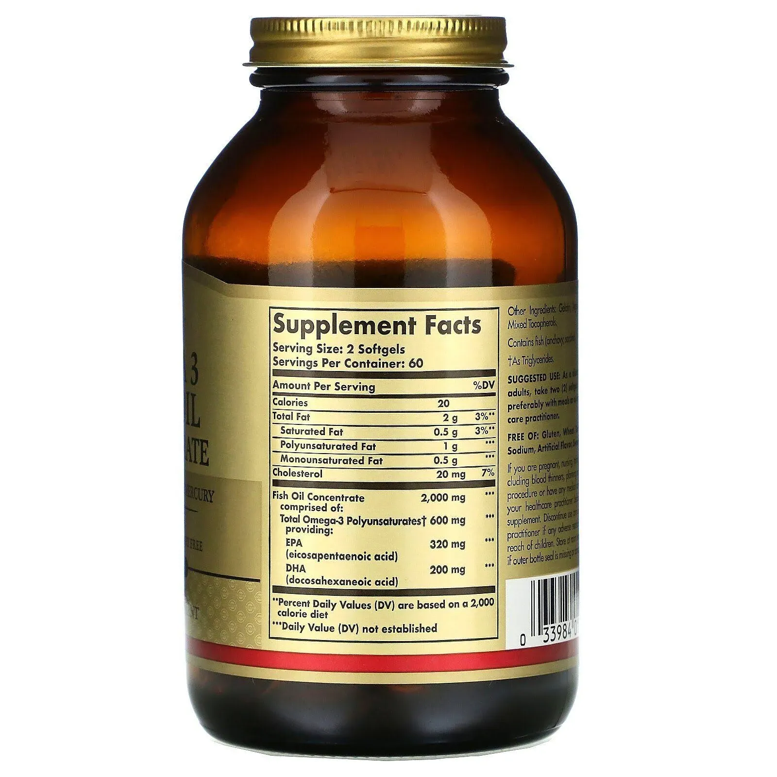 Solgar - Omega 3 Fish Oil Concentrate, 120 Softgels