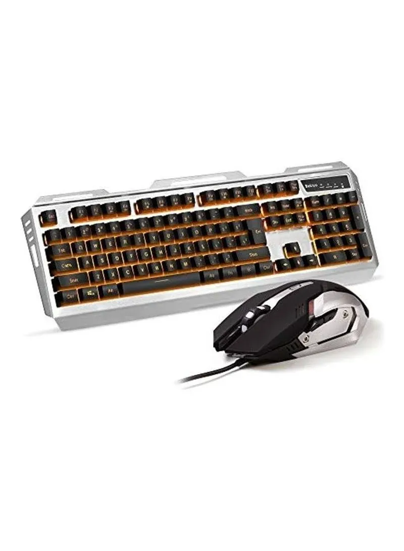 Bekizo Iron Orange Yellow Gaming Keyboard Mouse combo,104 Full Size Metallic Backlit Keyboard,LED Keyboard Color Change Lighted Keyb