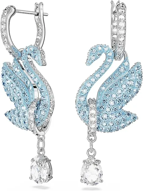 Swarovski Women's Iconic Swan Drop Earrings - Blue