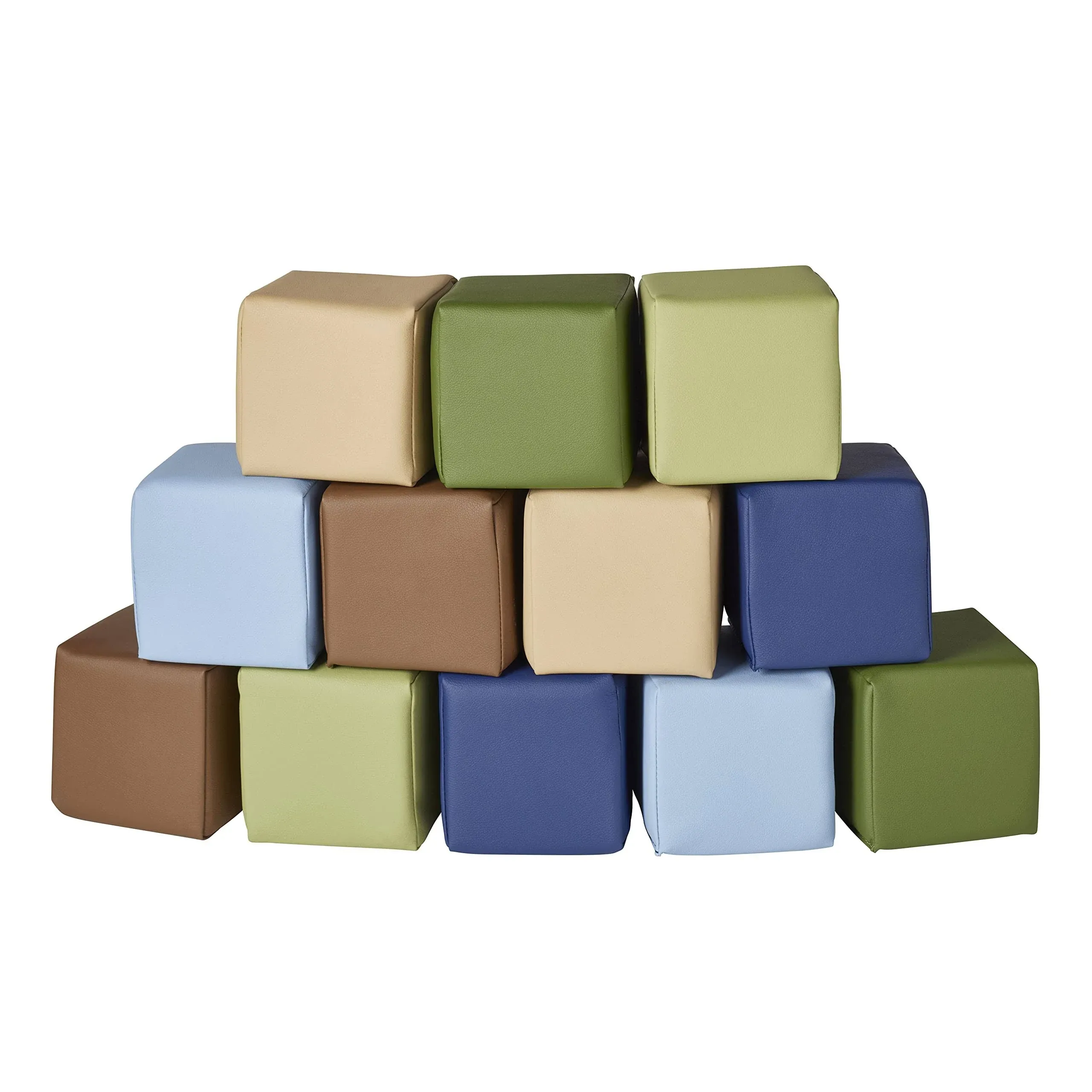 Ecr4kids Softzone Patchwork Toddler Blocks - Earthtone