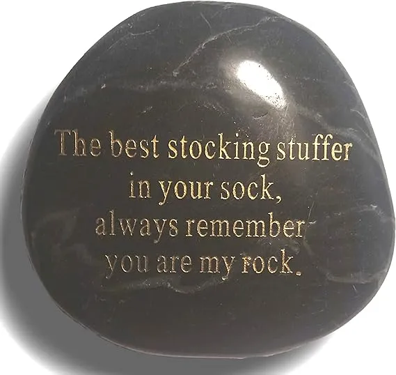 The best stocking stuffer in Your sock, always remember, you are my rock, engraved rock (Black)