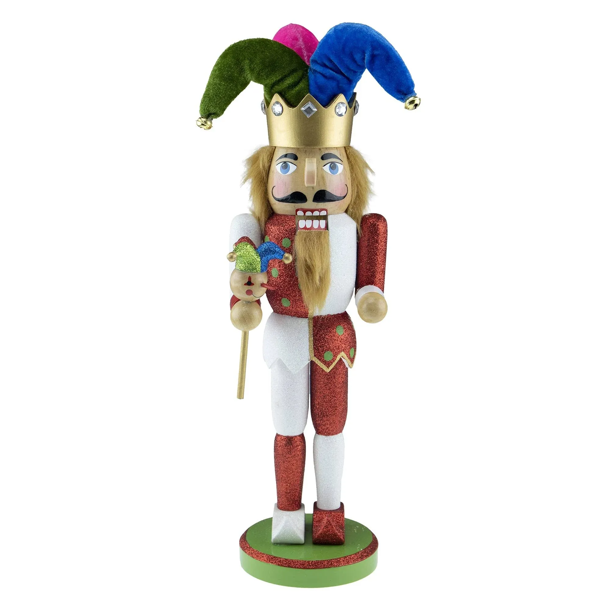 Clever Creations Red and White Jester 14 inch Traditional Wooden Nutcracker ...