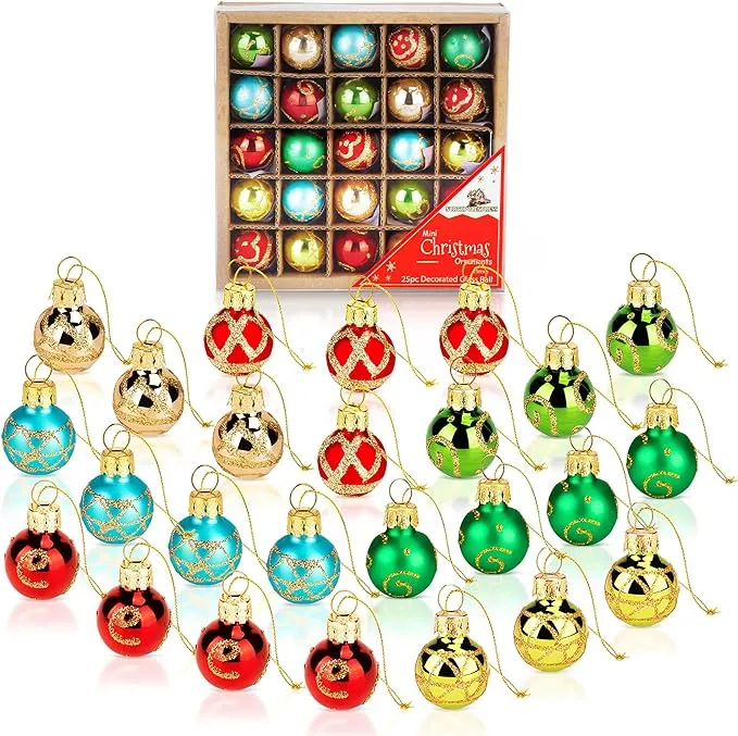 NorthPoleXpress Mini Vintage Multi Color Glass Ball Christmas Ornaments