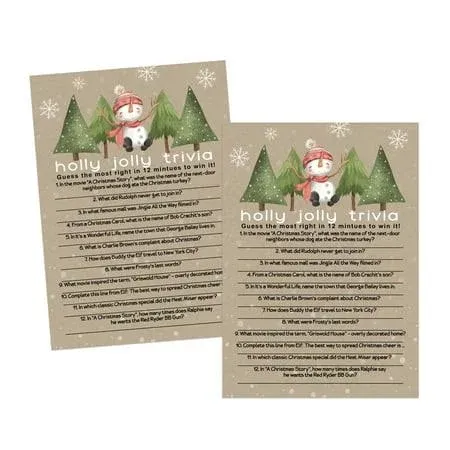 Snow Much Fun Trivia Game Cards